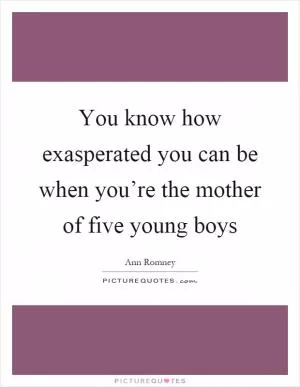 You know how exasperated you can be when you’re the mother of five young boys Picture Quote #1