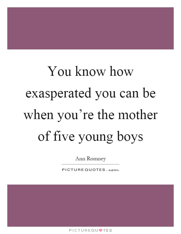 You know how exasperated you can be when you're the mother of five young boys Picture Quote #1