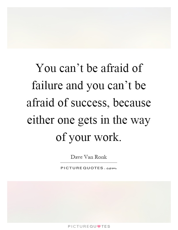 You can't be afraid of failure and you can't be afraid of success, because either one gets in the way of your work Picture Quote #1
