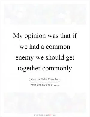 My opinion was that if we had a common enemy we should get together commonly Picture Quote #1