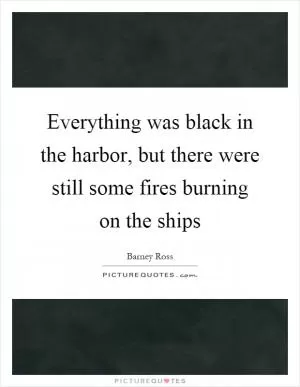 Everything was black in the harbor, but there were still some fires burning on the ships Picture Quote #1
