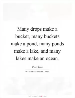 Many drops make a bucket, many buckets make a pond, many ponds make a lake, and many lakes make an ocean Picture Quote #1