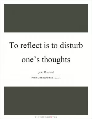 To reflect is to disturb one’s thoughts Picture Quote #1