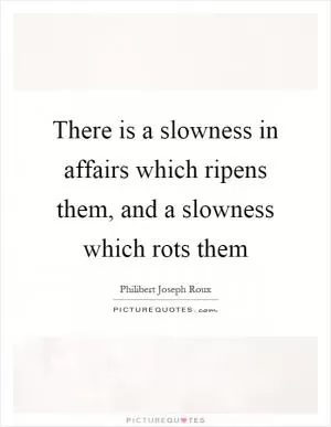 There is a slowness in affairs which ripens them, and a slowness which rots them Picture Quote #1