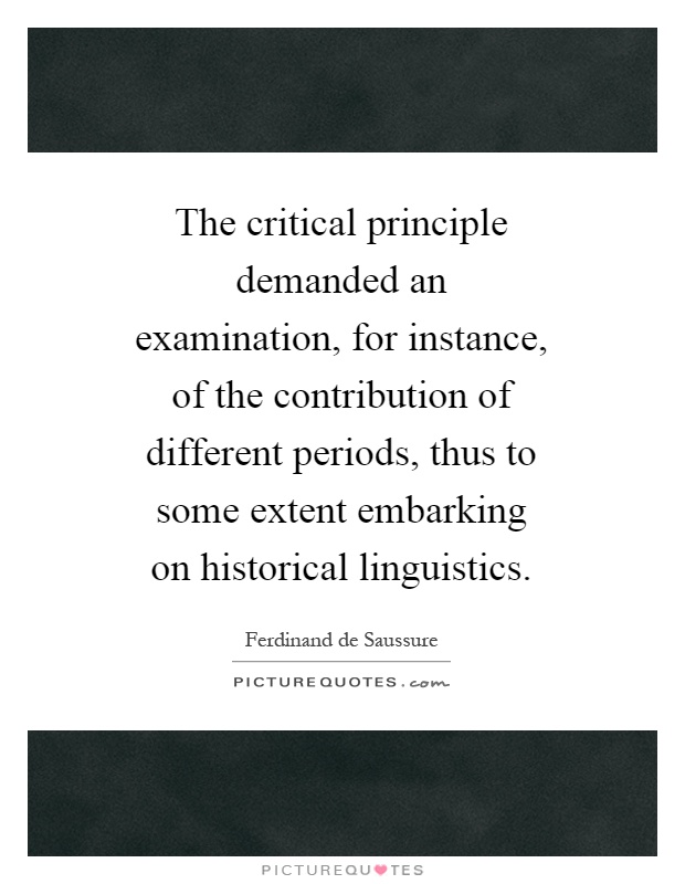 The critical principle demanded an examination, for instance, of the contribution of different periods, thus to some extent embarking on historical linguistics Picture Quote #1