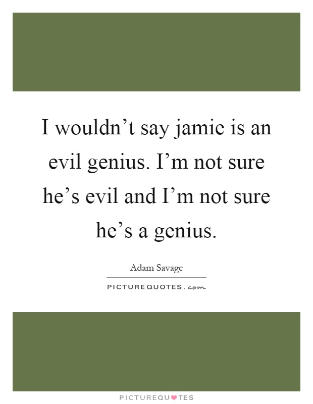 I wouldn't say jamie is an evil genius. I'm not sure he's evil and I'm not sure he's a genius Picture Quote #1