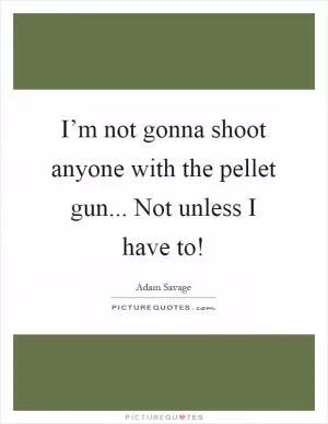 I’m not gonna shoot anyone with the pellet gun... Not unless I have to! Picture Quote #1