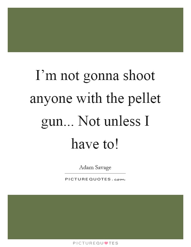 I'm not gonna shoot anyone with the pellet gun... Not unless I have to! Picture Quote #1