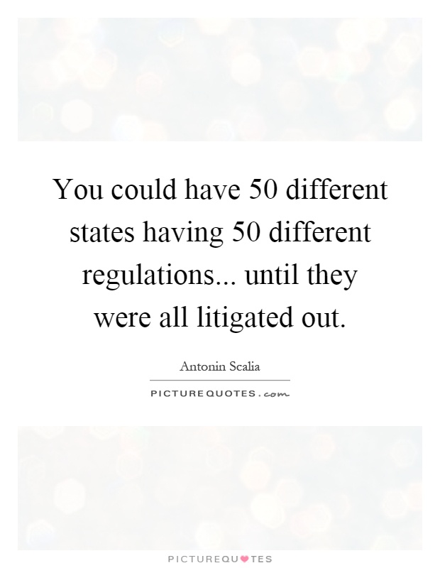 You could have 50 different states having 50 different regulations... until they were all litigated out Picture Quote #1