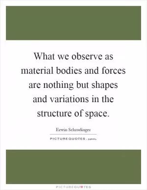 What we observe as material bodies and forces are nothing but shapes and variations in the structure of space Picture Quote #1