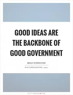 Good ideas are the backbone of good government Picture Quote #1