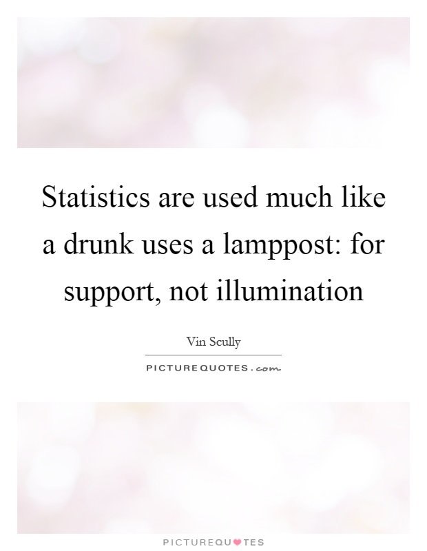 Statistics are used much like a drunk uses a lamppost: for support, not illumination Picture Quote #1