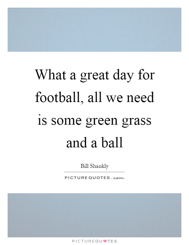 What a great day for football, all we need is some green grass and a ball Picture Quote #1