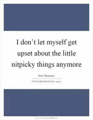 I don’t let myself get upset about the little nitpicky things anymore Picture Quote #1