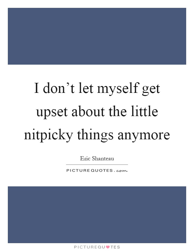 I don't let myself get upset about the little nitpicky things anymore Picture Quote #1
