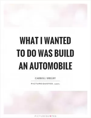 What I wanted to do was build an automobile Picture Quote #1