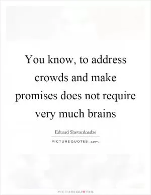 You know, to address crowds and make promises does not require very much brains Picture Quote #1