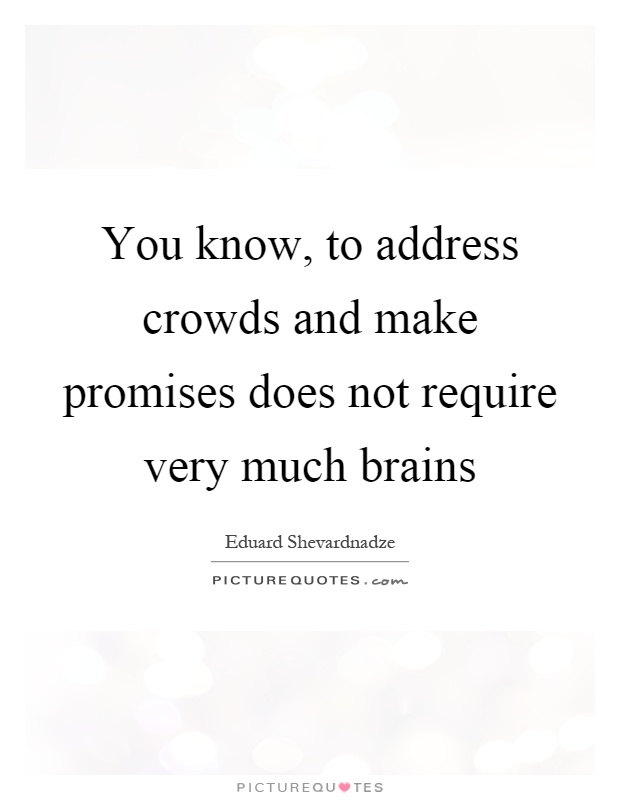 You know, to address crowds and make promises does not require very much brains Picture Quote #1