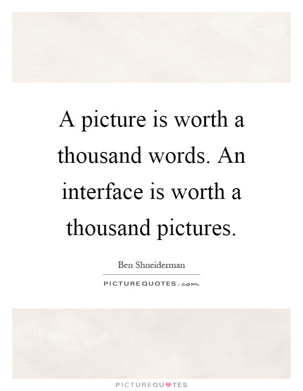 A picture is worth a thousand words. An interface is worth a thousand pictures Picture Quote #1