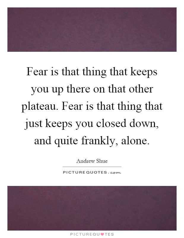 Fear is that thing that keeps you up there on that other plateau. Fear is that thing that just keeps you closed down, and quite frankly, alone Picture Quote #1