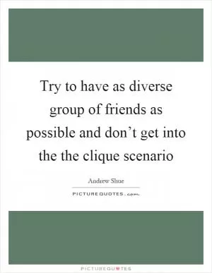 Try to have as diverse group of friends as possible and don’t get into the the clique scenario Picture Quote #1