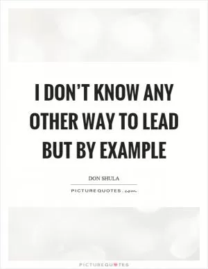 I don’t know any other way to lead but by example Picture Quote #1
