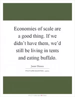 Economies of scale are a good thing. If we didn’t have them, we’d still be living in tents and eating buffalo Picture Quote #1
