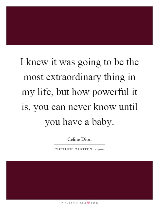 I knew it was going to be the most extraordinary thing in my life, but how powerful it is, you can never know until you have a baby Picture Quote #1
