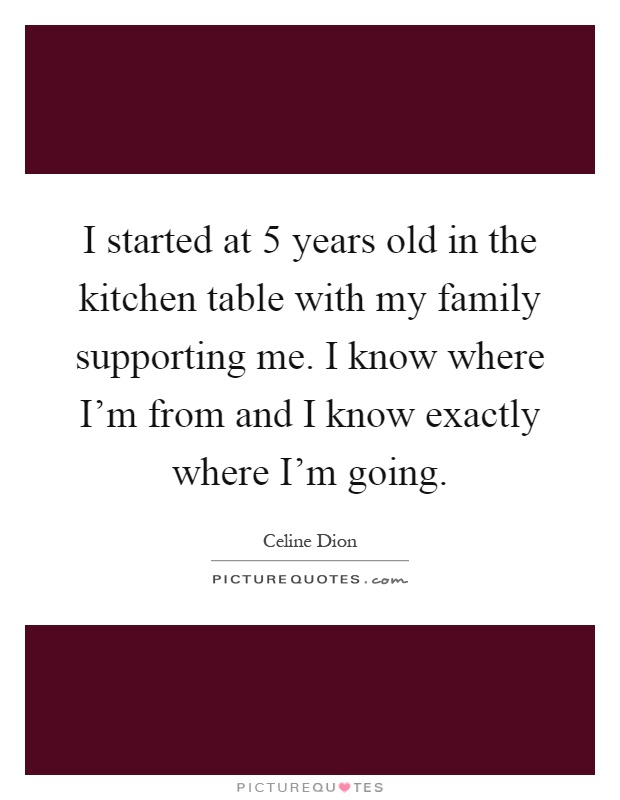 I started at 5 years old in the kitchen table with my family supporting me. I know where I'm from and I know exactly where I'm going Picture Quote #1