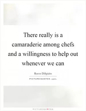 There really is a camaraderie among chefs and a willingness to help out whenever we can Picture Quote #1
