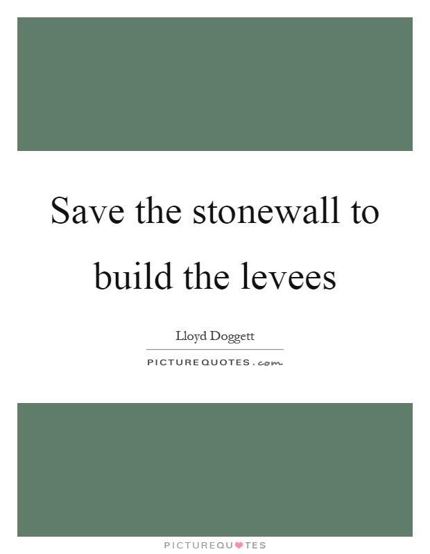 Save the stonewall to build the levees Picture Quote #1