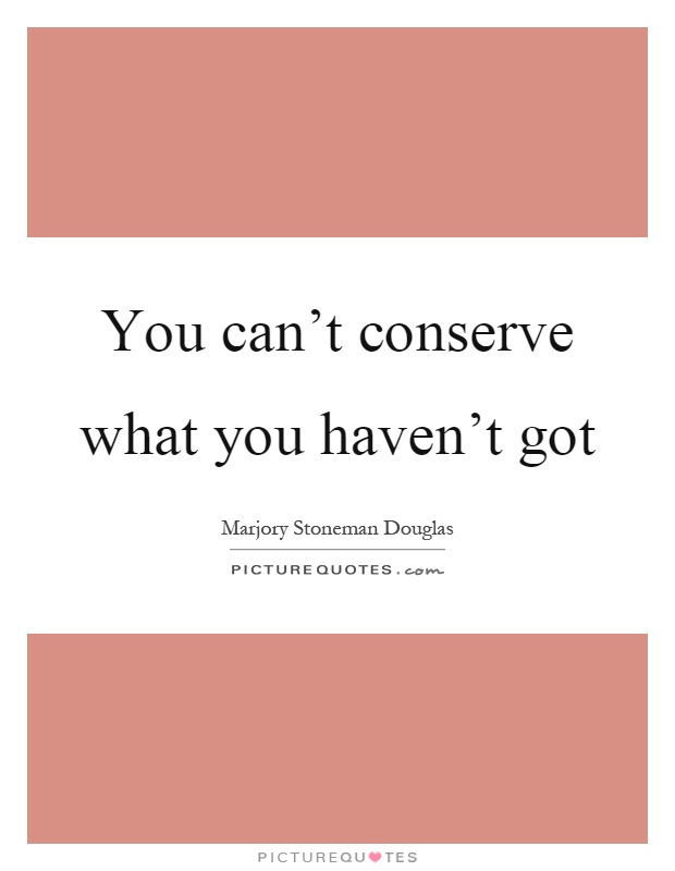 You can't conserve what you haven't got Picture Quote #1