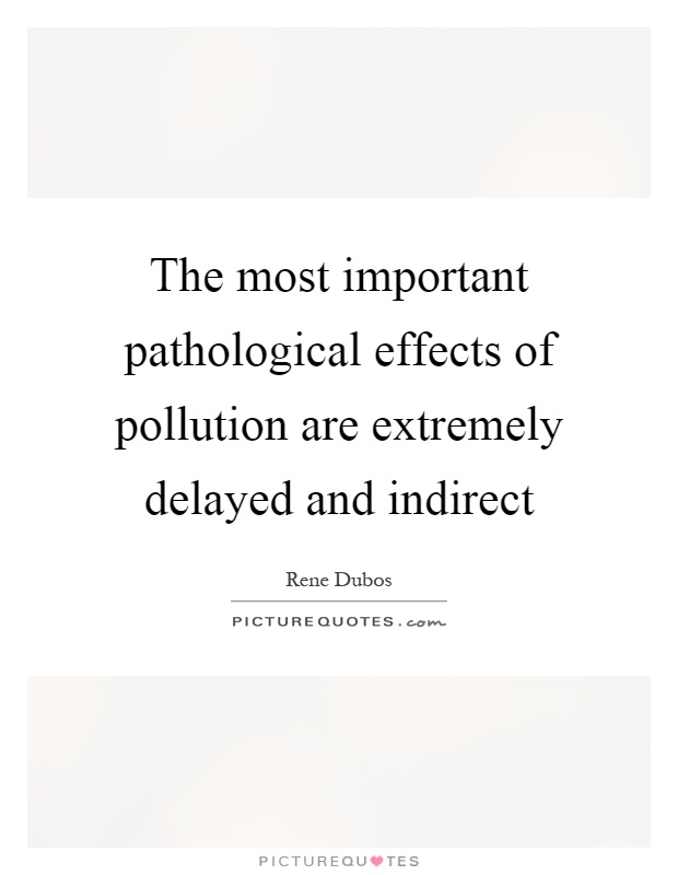 The most important pathological effects of pollution are extremely delayed and indirect Picture Quote #1