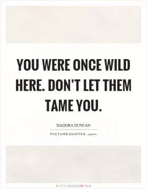 You were once wild here. Don’t let them tame you Picture Quote #1