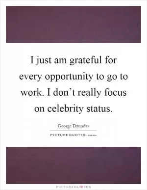 I just am grateful for every opportunity to go to work. I don’t really focus on celebrity status Picture Quote #1