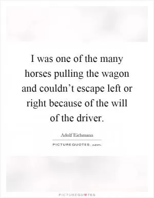 I was one of the many horses pulling the wagon and couldn’t escape left or right because of the will of the driver Picture Quote #1