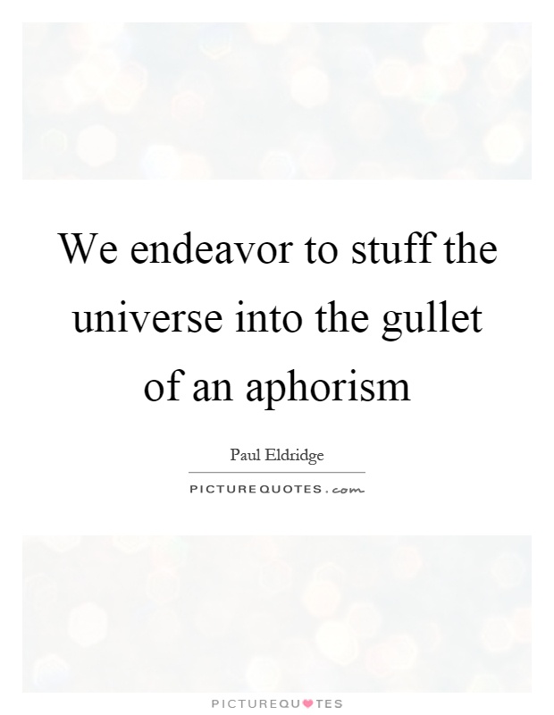 We endeavor to stuff the universe into the gullet of an aphorism Picture Quote #1