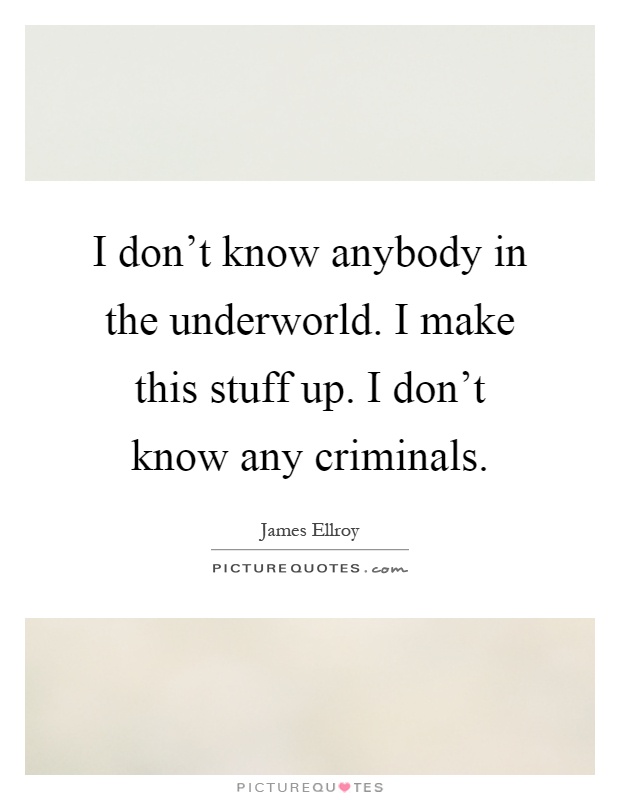I don't know anybody in the underworld. I make this stuff up. I don't know any criminals Picture Quote #1