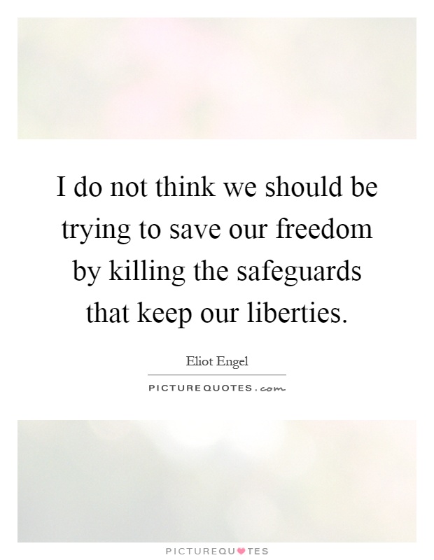 I do not think we should be trying to save our freedom by killing the safeguards that keep our liberties Picture Quote #1