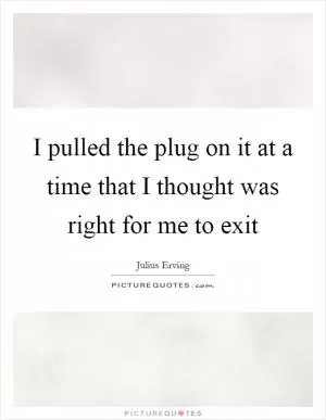 I pulled the plug on it at a time that I thought was right for me to exit Picture Quote #1