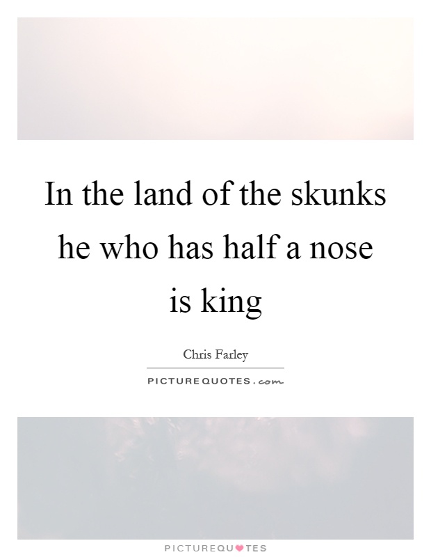 In the land of the skunks he who has half a nose is king Picture Quote #1