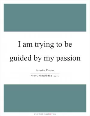 I am trying to be guided by my passion Picture Quote #1