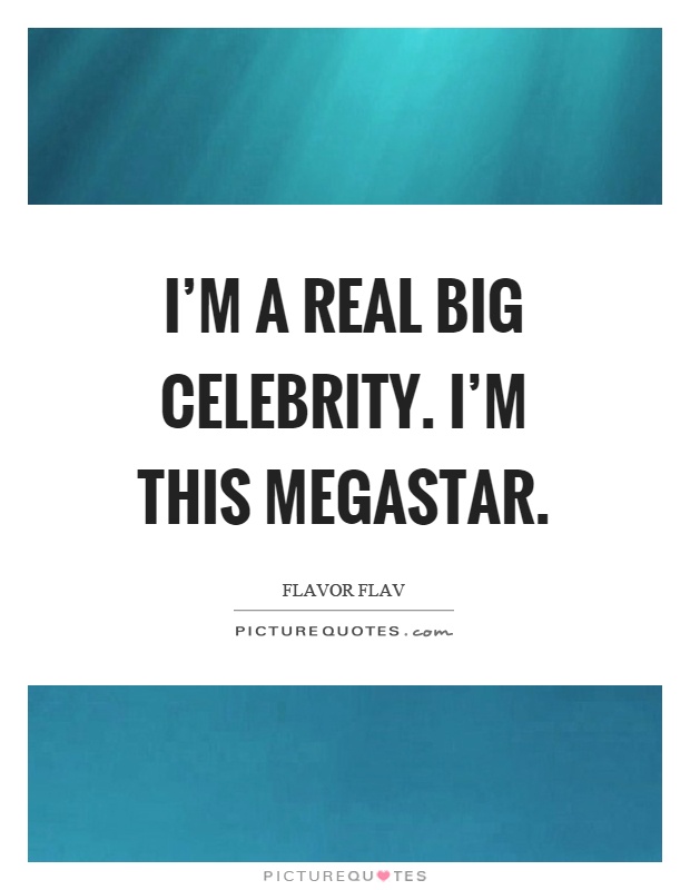 I'm a real big celebrity. I'm this megastar Picture Quote #1