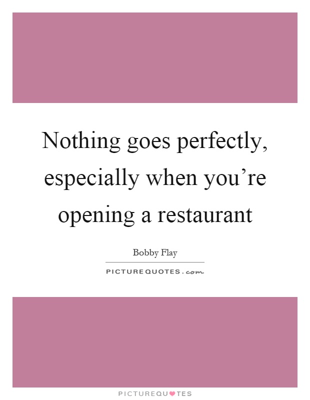 Nothing goes perfectly, especially when you're opening a restaurant Picture Quote #1