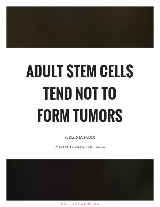 Adult stem cells tend not to form tumors Picture Quote #1
