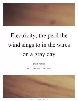 Electricity, the peril the wind sings to in the wires on a gray day Picture Quote #1