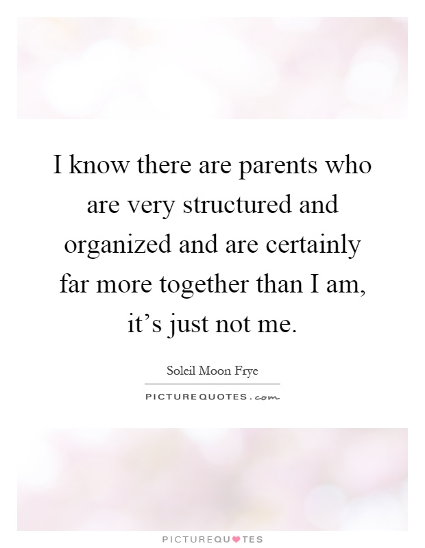 I know there are parents who are very structured and organized and are certainly far more together than I am, it's just not me Picture Quote #1