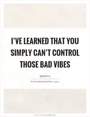 I’ve learned that you simply can’t control those bad vibes Picture Quote #1