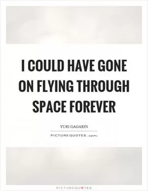 I could have gone on flying through space forever Picture Quote #1