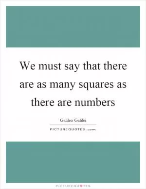 We must say that there are as many squares as there are numbers Picture Quote #1